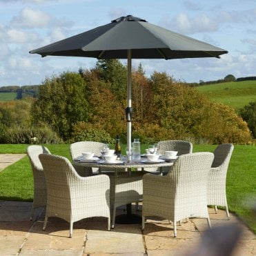 Tetbury 6 Seater Round Dining Set - Cloud