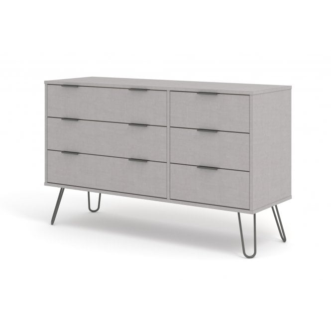 Core Augusta Grey 3+3 Wide Drawer Chest