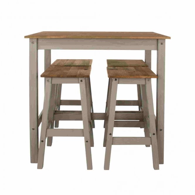 Core Corona Grey Table & 4 High Stool Set