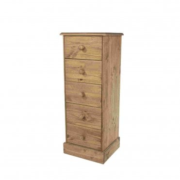 Cotswold Pine 5 Drawer Narrow Chest