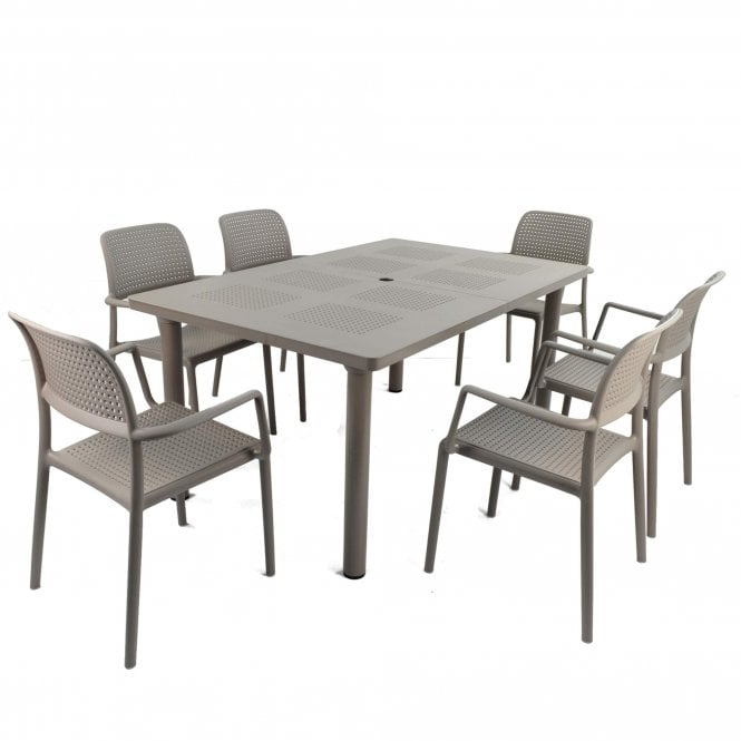 Europa Leisure Libeccio Turtle Dove Dining Set with 6 Bora Chairs