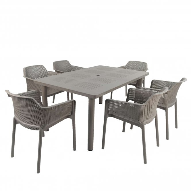 Europa Leisure Libeccio Turtle Dove Set with 6 Net Chairs