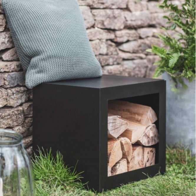 Garden Trading Log Holder Stool in Black