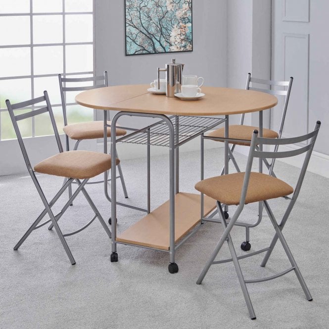 Greenhurst Stowaway Dining Set - Oak/Silver