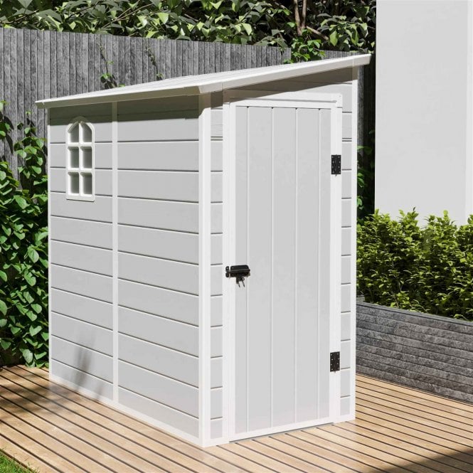 Jasmine Lean-To Pent Plastic Shed 4x6ft - Light Grey