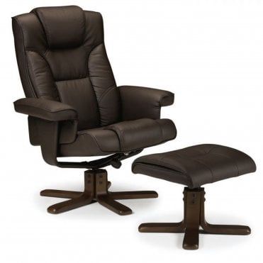 Malmo Recliner & Footstool - Brown