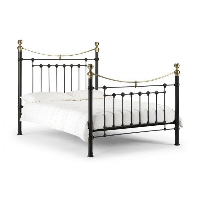 Julian Bowen Victoria Double Bed - Satin Black & Brass