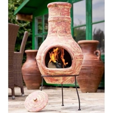 Banded Copper Clay Large Chimenea