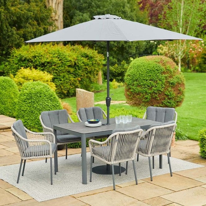 LG Outdoor Bali 6 Seat Dining Set With 3m Parasol