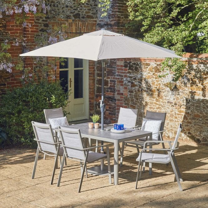 LG Outdoor Capri 6 Seat Dining Set With 3m Parasol