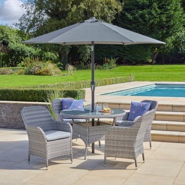 Monte Carlo 4 Seater Dining Set With Parasol