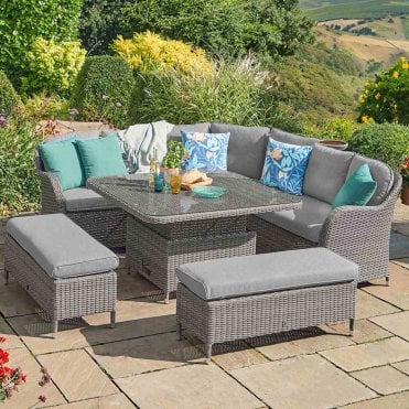 Lg outdoor milano modular corner dining set with on sale adjustable table