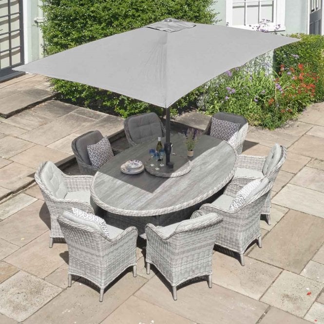 LG Outdoor St Tropez 8 Seat Dining Set with 3x2m Parasol