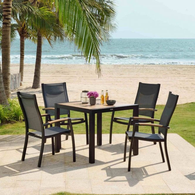 Lifestyle Garden Panama 4 Seat Stacking Dining Set - Black