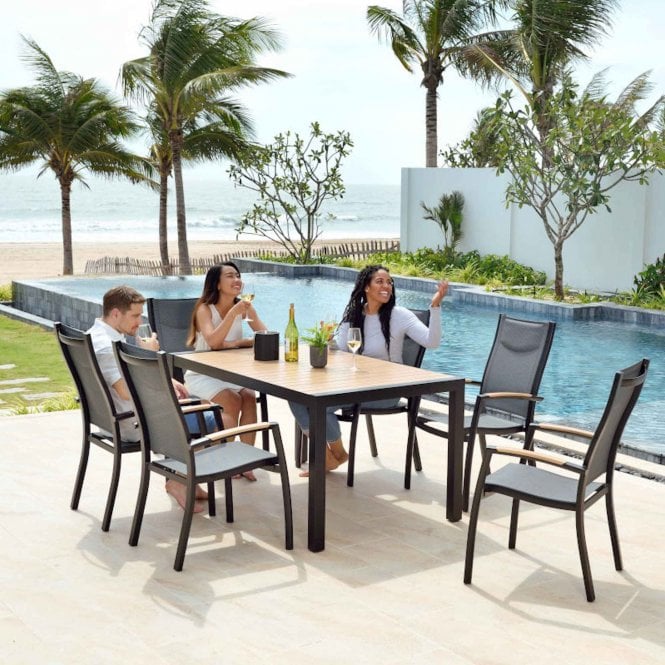 Lifestyle Garden Panama 6 Seat Stacking Dining Set - Black