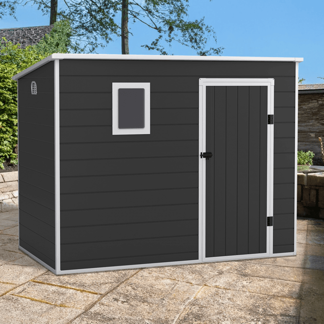 Lotus Oxonia Dark Grey Pent Plastic Shed With Floor 8X5