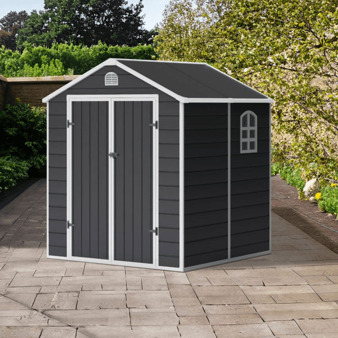 Lotus Sono Apex Plastic Garden Shed Including Foundation Kit 6x6