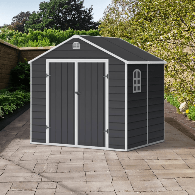 Lotus Sono Apex Plastic Garden Shed Including Foundation Kit 8x6