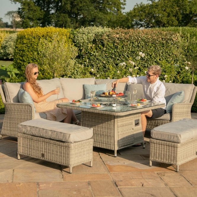 Maze Rattan Oxford Royal Corner Dining Set With Firepit