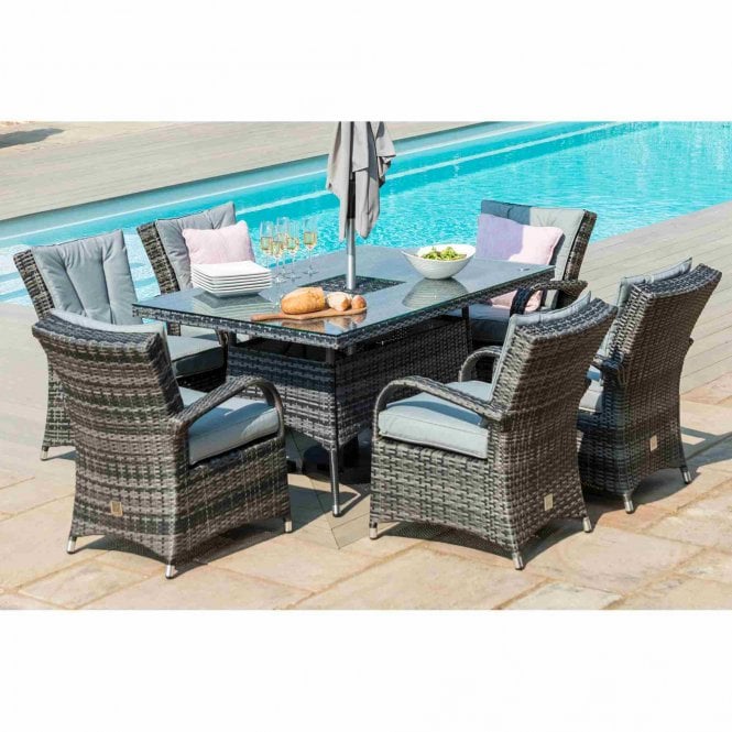 Maze Rattan Texas 6 Seat Rectangular Dining Set with Ice Bucket