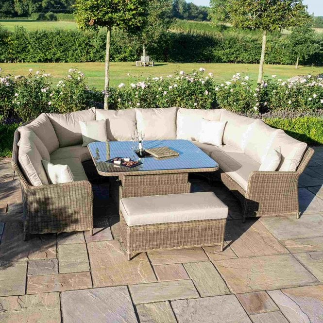 Maze Rattan Winchester Royal U Shaped Sofa Set with Rising Table