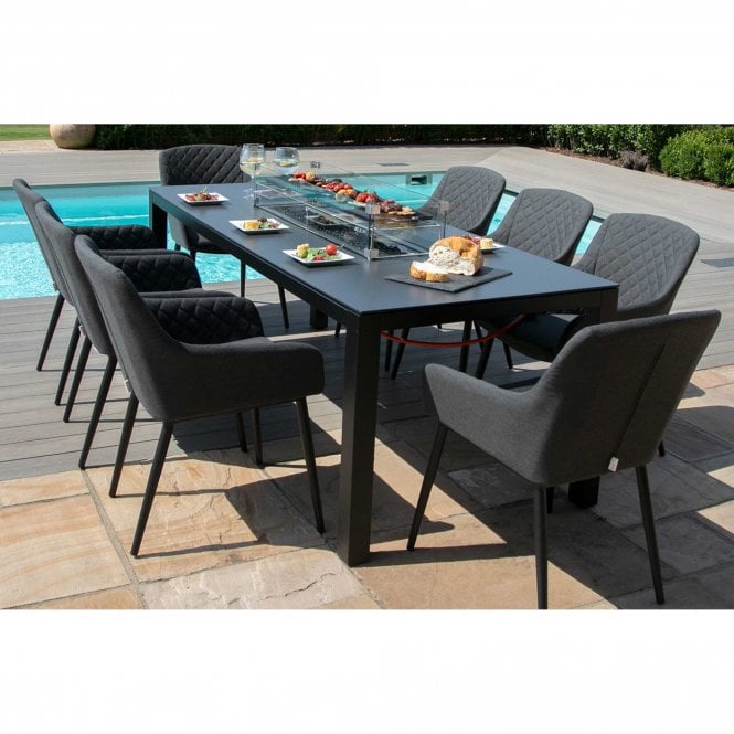 Maze Rattan Zest 8 Seat Rectangular Fire Pit Dining Set