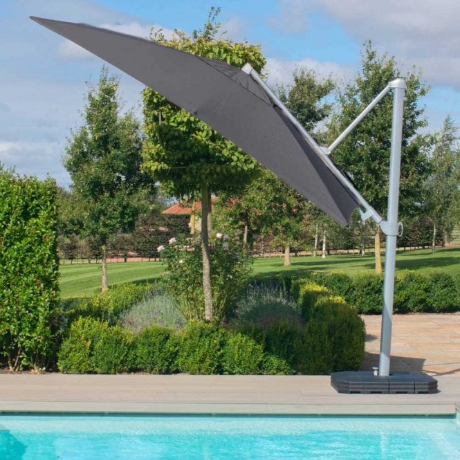 Maze Rattan Zeus Cantilever Parasol 3m Square with LED Lights & Cover