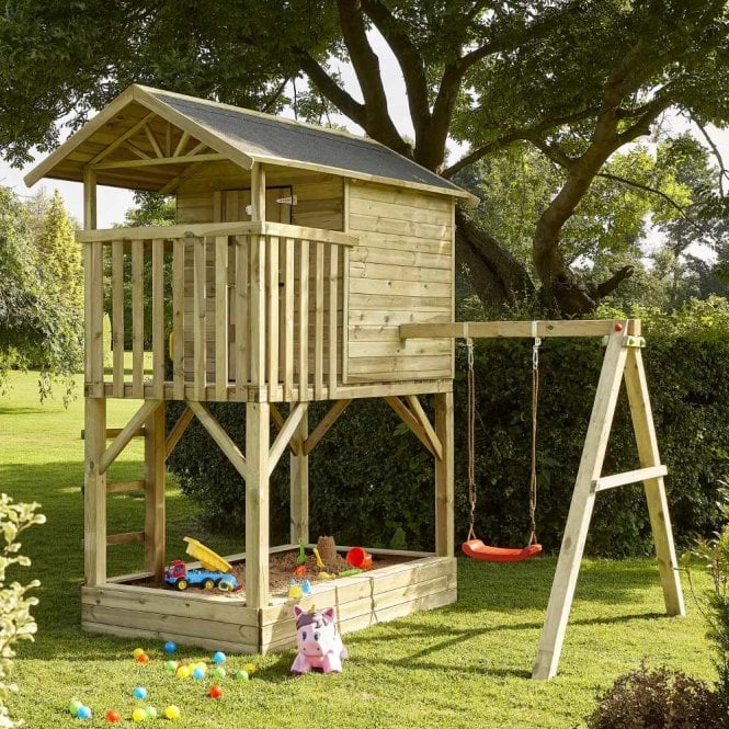 Rowlinson Beach Hut Playhouse With Swing