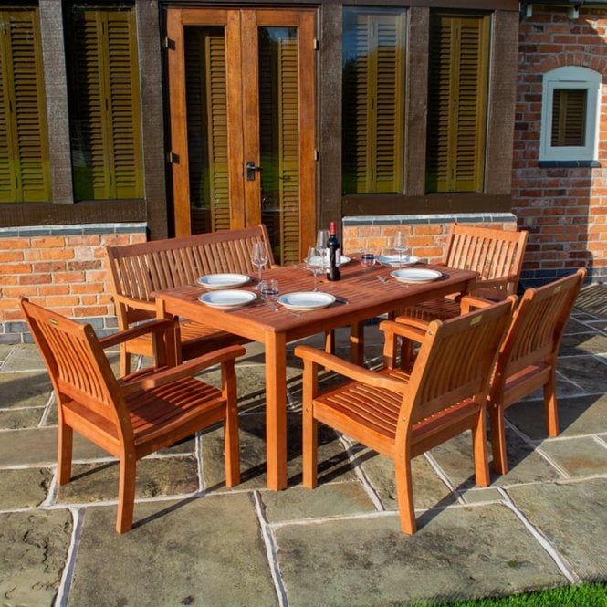 Rowlinson Willington Six Seater Rectangular Hardwood Furniture Set