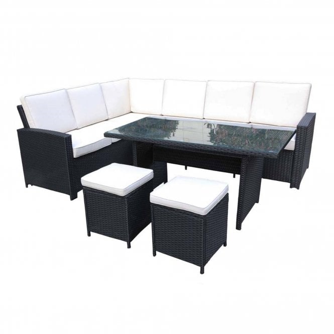 Royalcraft Berlin 8 Seater Corner Dining Set – Black