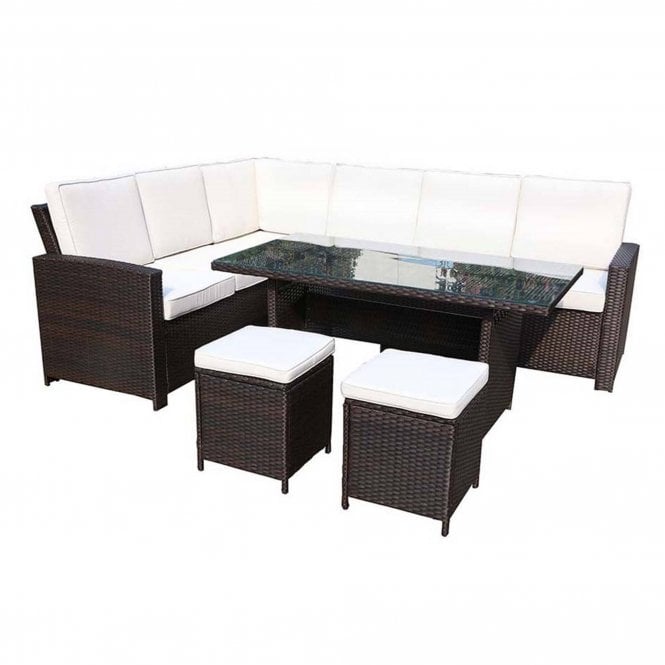 Royalcraft Berlin 8 Seater Corner Dining Set – Brown