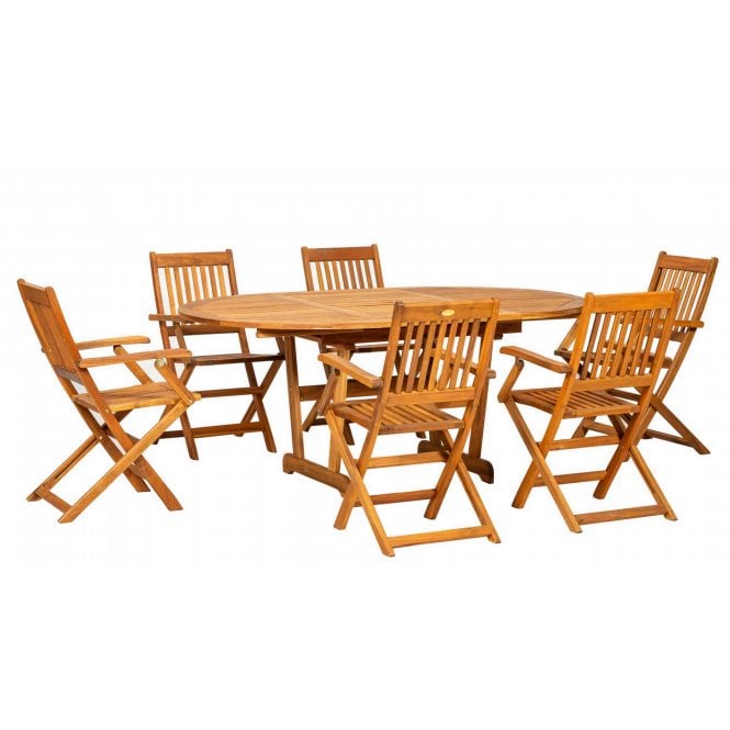 Royalcraft Turnbury Extending 6 Seater Dining Set With Wooden Armchairs