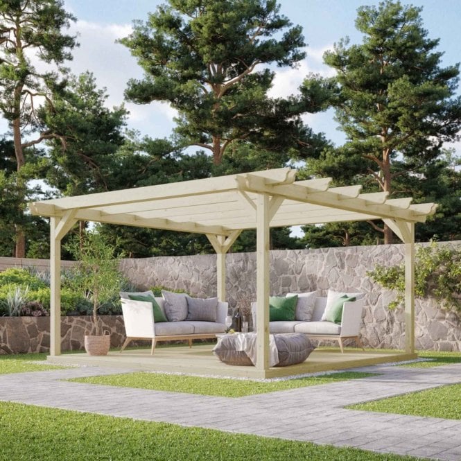 Rutland County Double Garden Pergola and Decking Kit