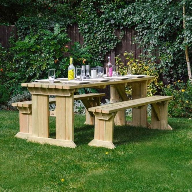 Rutland County Tinwell Picnic Table & Bench Set 8ft