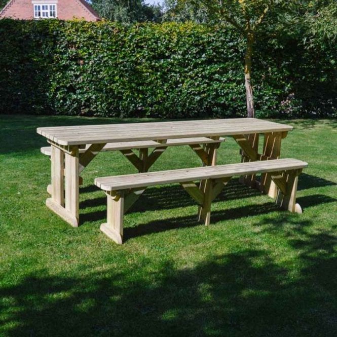 Rutland County Tinwell Rounded Picnic Table and Bench Set 8ft
