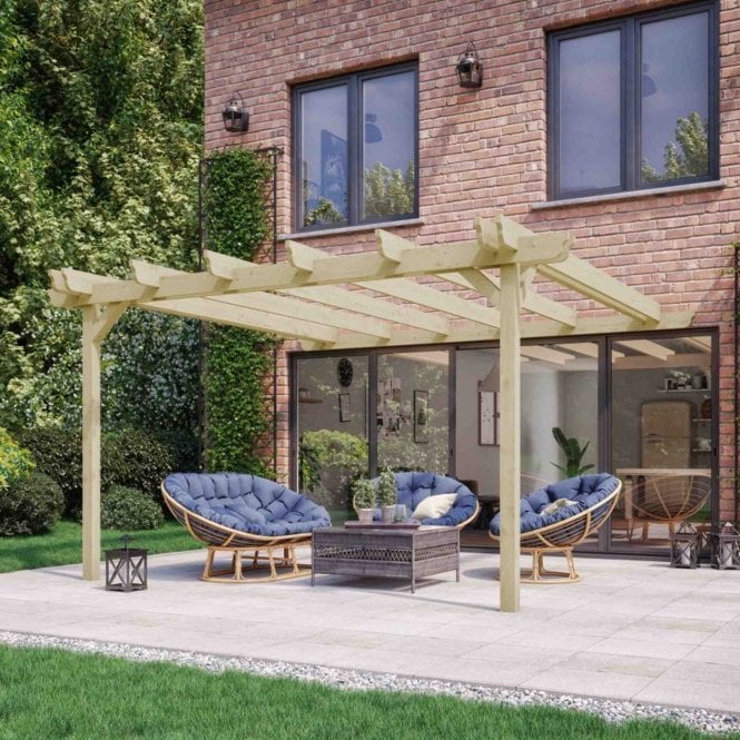 Rutland County Wall Mounted Double Garden Pergola 1.8m