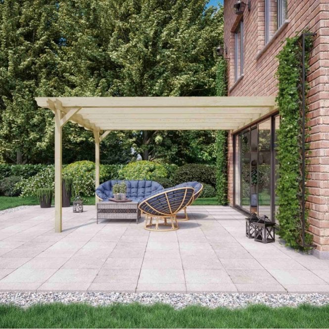 Rutland County Wall Mounted Double Garden Pergola 2.4m