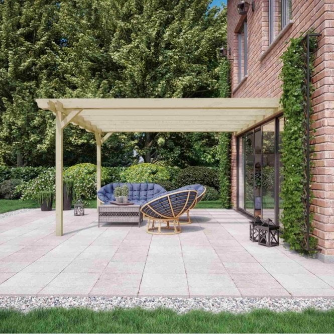 Rutland County Wall Mounted Double Garden Pergola 4.8m