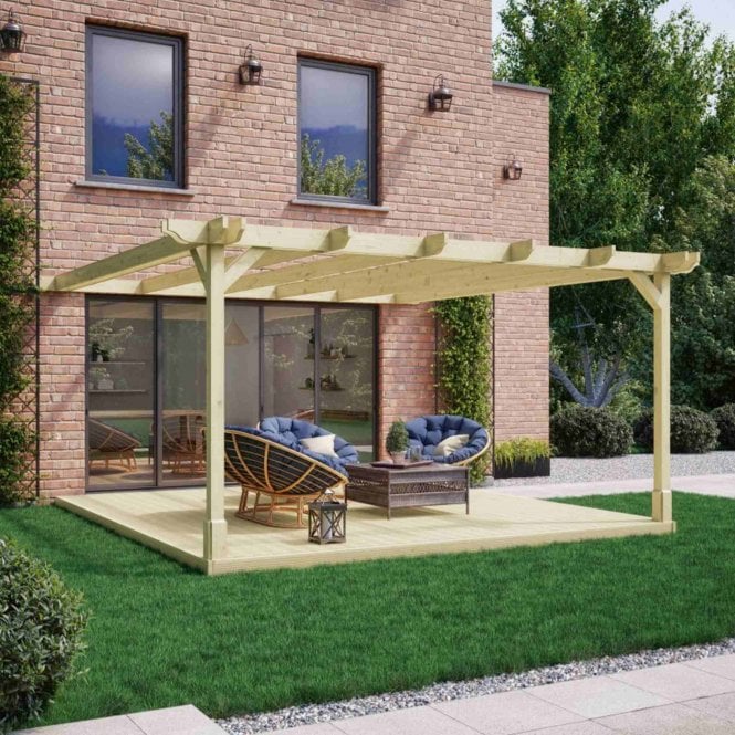 Rutland County Wall Mounted Double Premium Pergola And Decking Kit