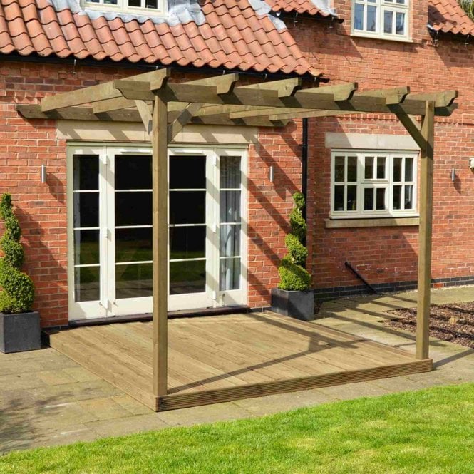 Rutland County Wall Mounted Garden Pergola and Decking Kit