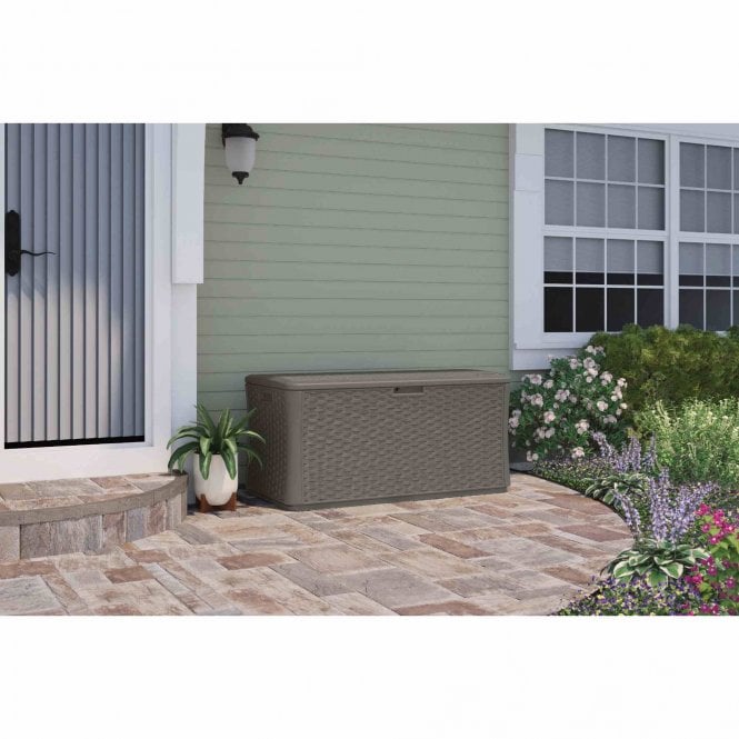 Suncast Stone Grey Large Wicker Deck Box